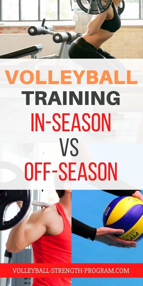 Training for volleyball strength and power in-season is quite a bit different than training off-season. When in-season, workouts are more focused on higher intensities and less on endurance. Off-season is for increasing strength and endurance for the season. For in-season, focus on maximizing performance. Jump training and muscle building is more for the off-season because recovery takes longer. #volleyball