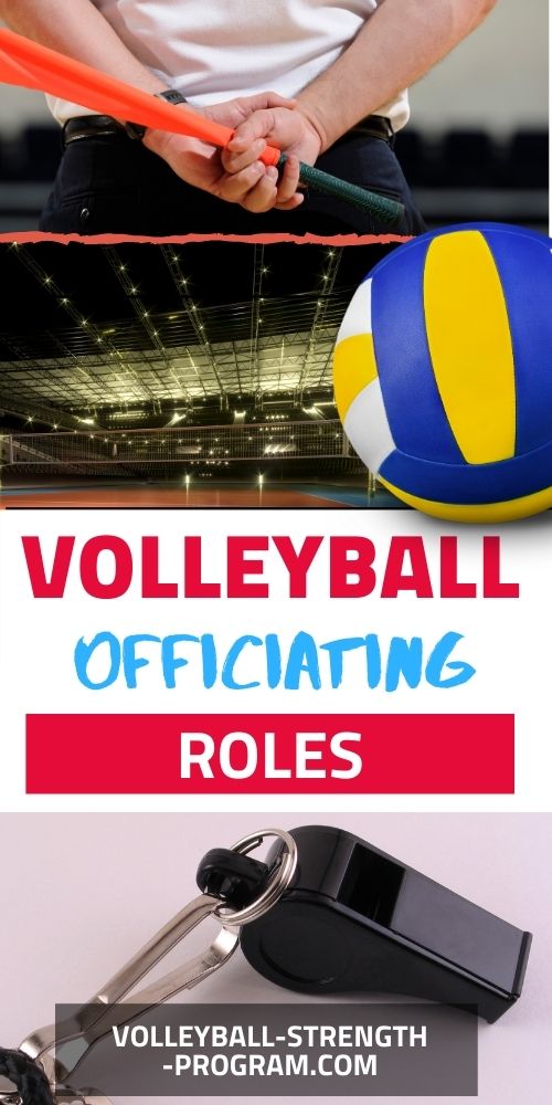 Volleyball officials learning their roles. Are you the referee that gets up on the stand? That's the R1. Are the 2nd referee that administers subs and timeouts? That's the down official or R2. Then there is also the scorer, libero tracker, and line judges.